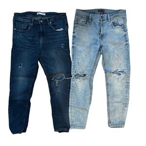 Zara Men's Skinny Jeans in Dark and Light Blue - size 32